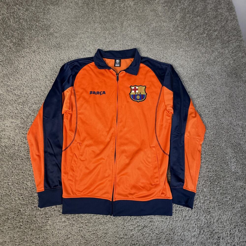 FC Barcelona Jacket Mens M Orange Soccer Rhinox Official Licensed Track Top